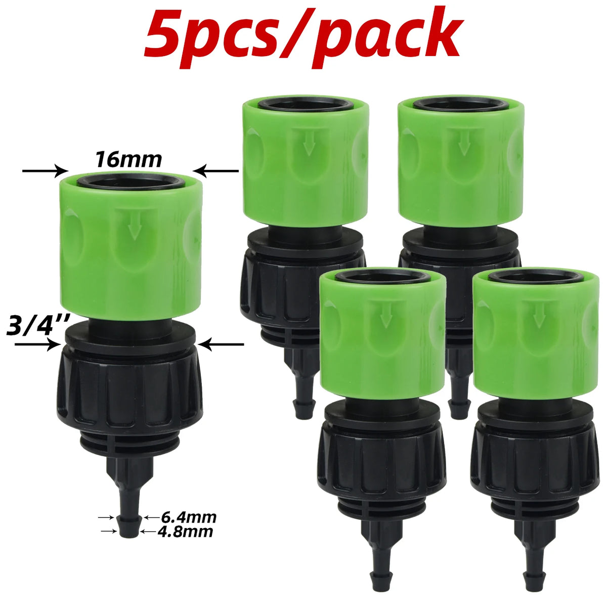 5pcs 1/4'' Water Pipe Quick Connector 4/7mm Plastic Hose Pipe Connector for Garden Drip Irrigation System Watering Equipment