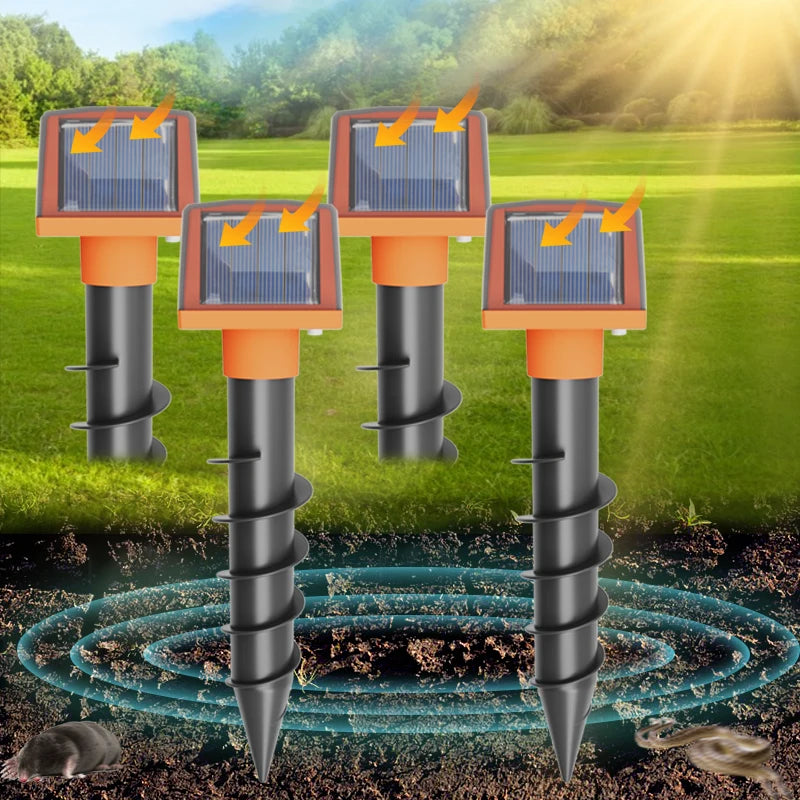 Outdoor IP66 Sound Wave Pulse Mouse Repellent Solar Powered Repel Underground Mole, Snake