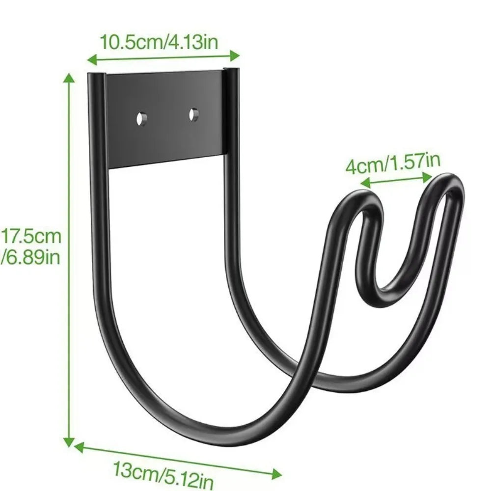 Wall-Mounted Metal Garden Hose Hanger, Black