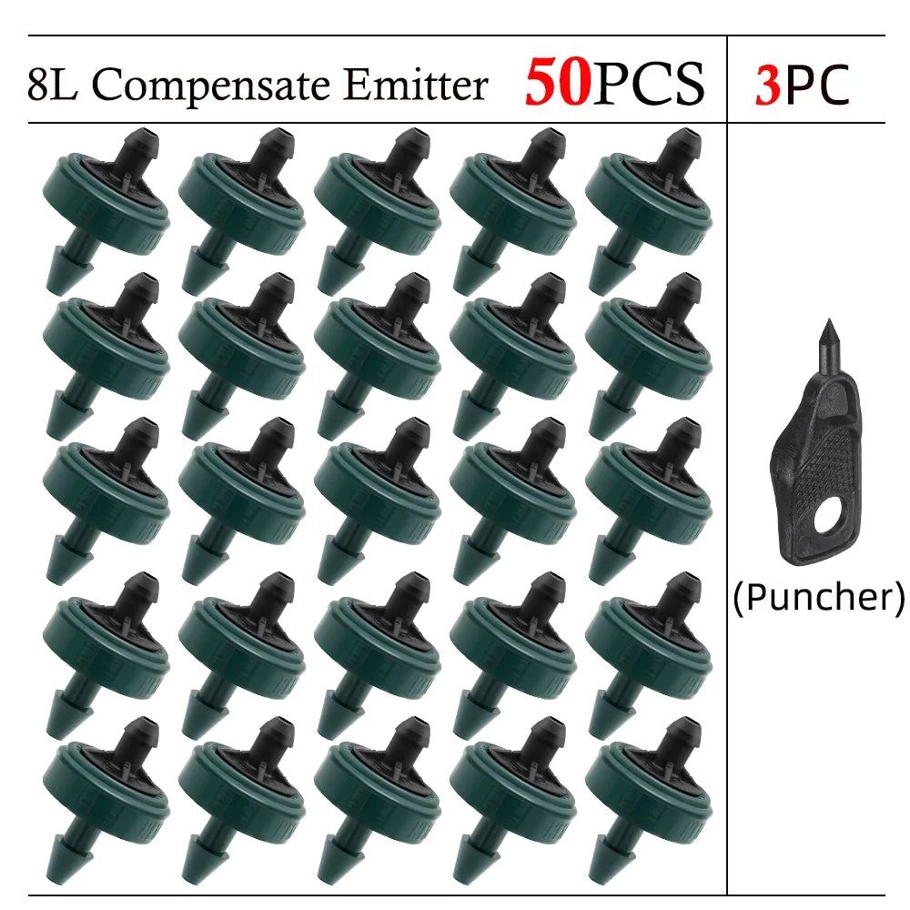 Pressure-Compensating Drip Emitters, 2, 4 or 8 L/h, 20–200 Pack