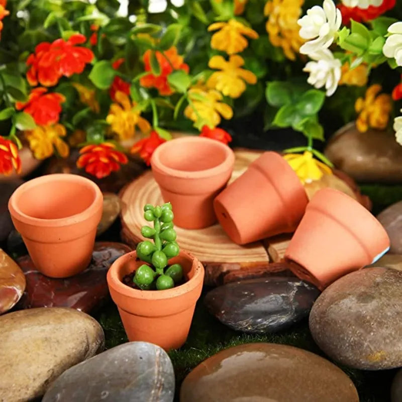 Mini Terracotta Pots with Drainage Hole, 1.3 in, 50 Pack