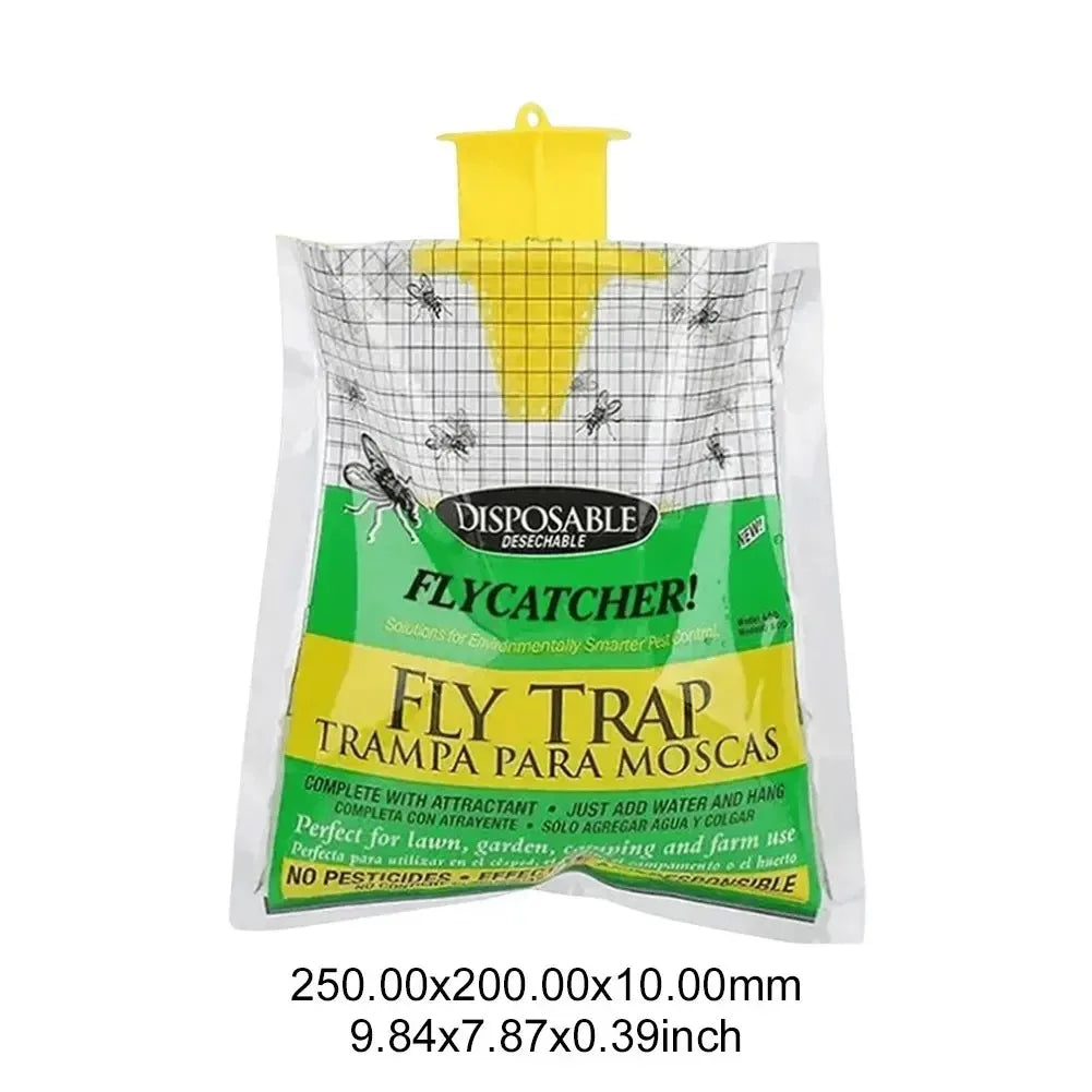 Hanging Fly Trap Bag with Fly Bait Disposable Flies Trap Non-Toxic Mosquito Trap Catcher Fly Wasp Insect Bug Killer Outdoor