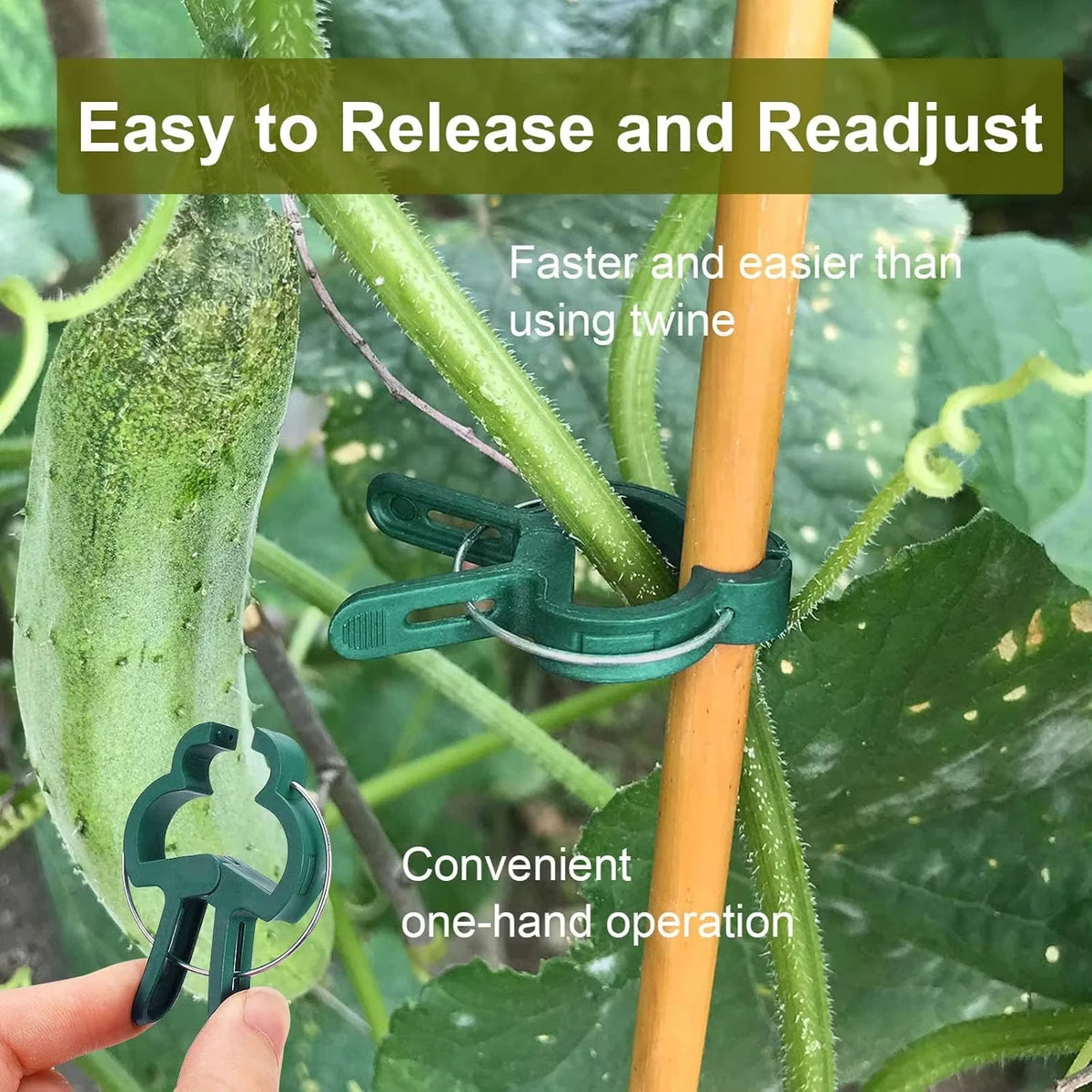 Reusable Plastic Plant Clips for Vines and Tomatoes, 10–100 Pack