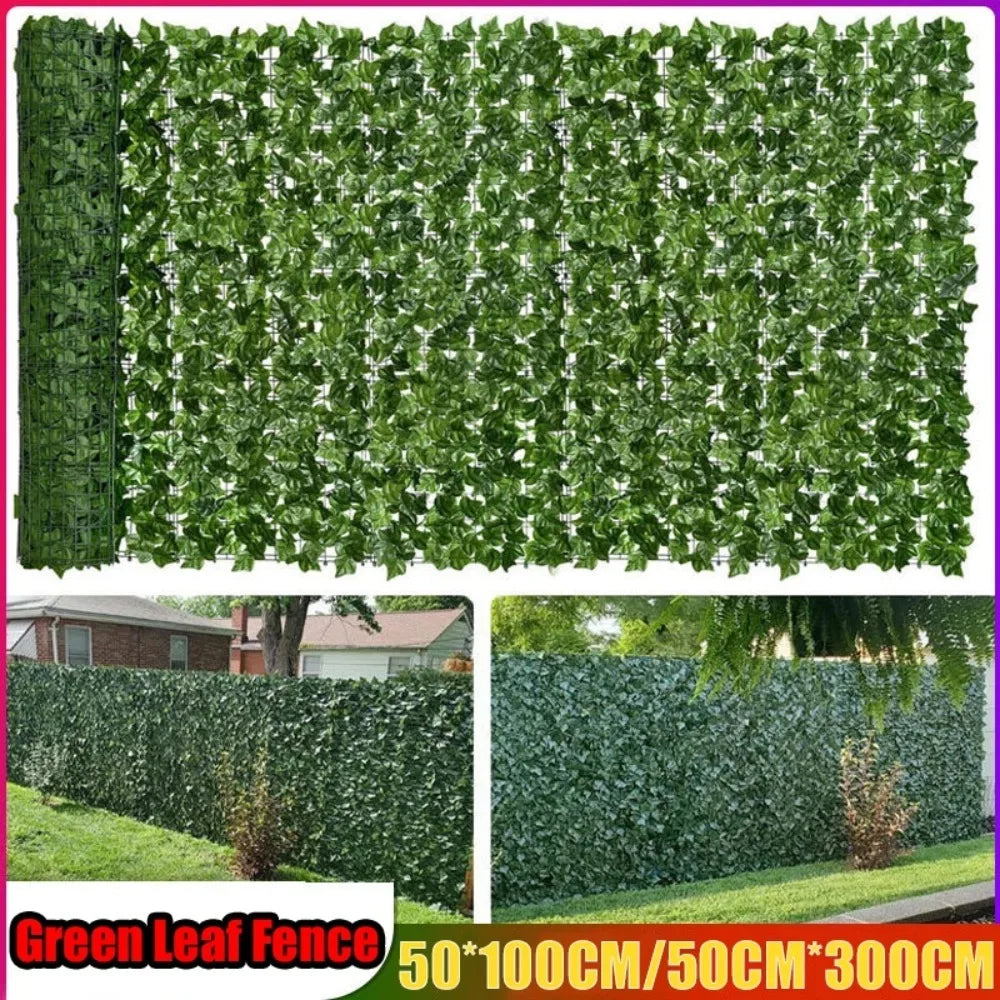 1pc Artificial Green Leaf Fence Panels Faux Fence Outdoor Garden Balcony Decoration