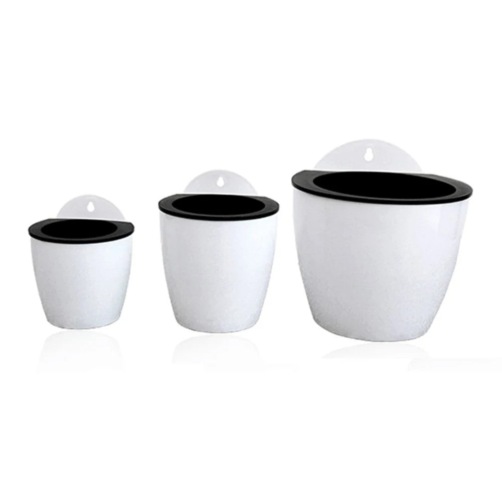 Wall-Mounted Flower Pot Automatic Water-Absorbing Plastic Soil Or Hydroponics System Pot For Wall Balcony Flower Pot Holder