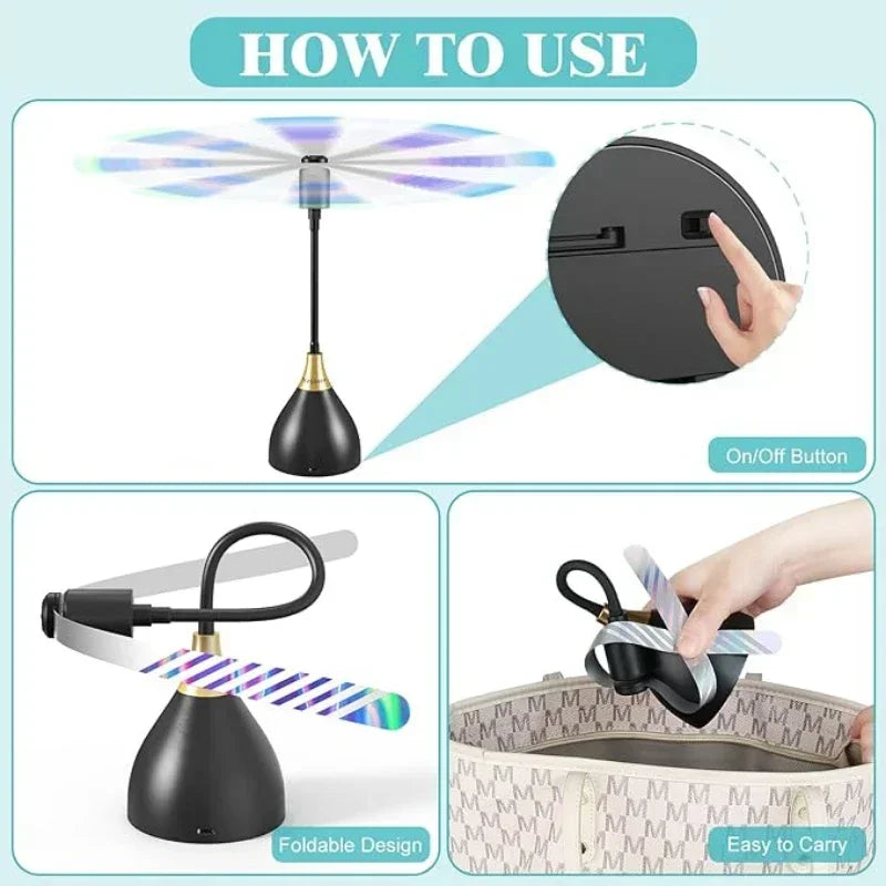 2/3pcs Fly Fans For Tables Effective Fly Repellent Fan Keeps Flies Away With Soft Blades USB  Picnic BBQ Party  Fly  Fans
