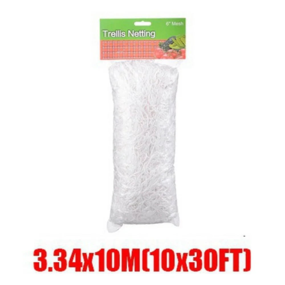 White Polyester Trellis Netting for Climbing Vegetables, 4 × 8 ft to 10 × 30 ft