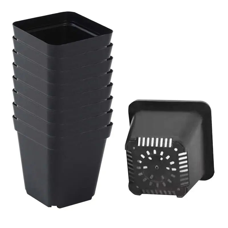 Square Plastic Seedling Pots with Drainage Holes, 50 Pack