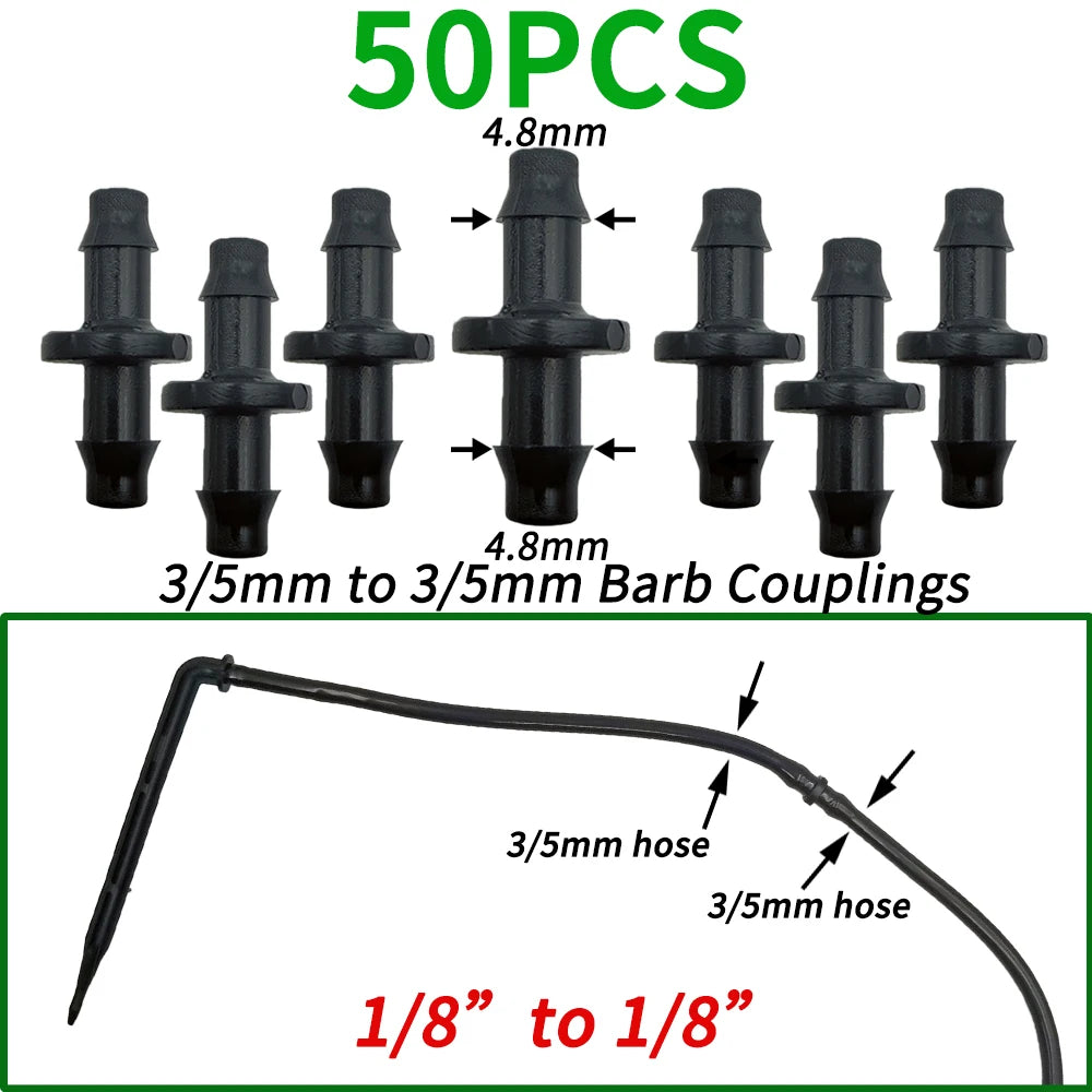 Oasis 50PCS Plastic Barbed 3-Way Tee Connector for 3/5mm Tubing Watering Pipe Hose Couplings Micro Drip Irrigation Garden Tools