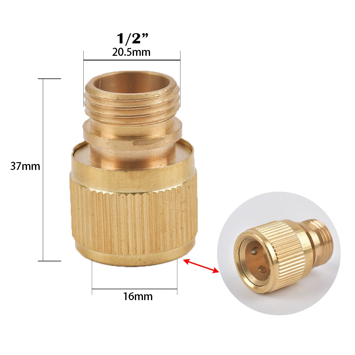 1/2 3/4"  Thread Quick Connector Brass Garden Watering Adapter Drip Irrigation Copper Hose Quick Connector Fittings 1 Pcs
