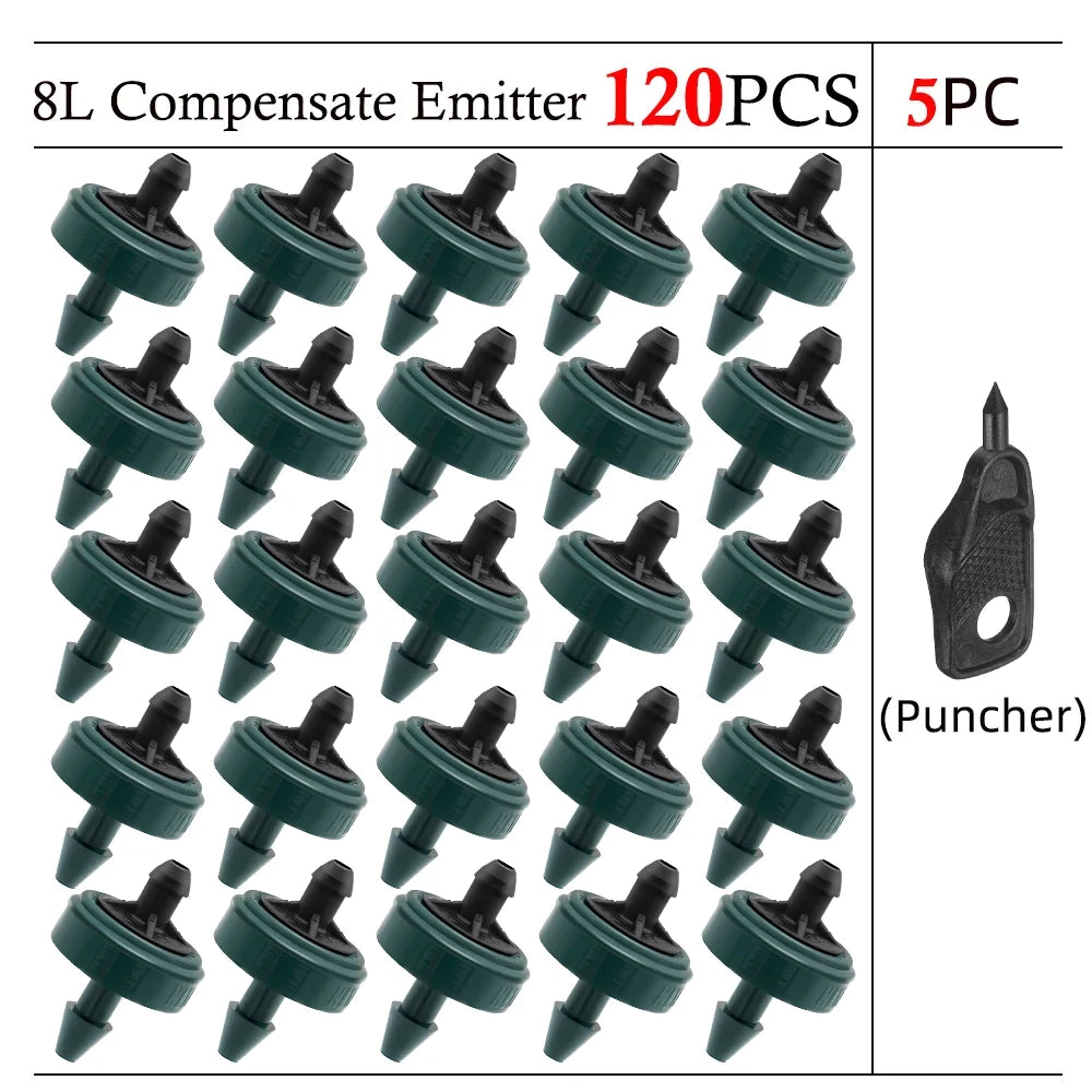 Pressure-Compensating Drip Emitters, 2, 4 or 8 L/h, 20–200 Pack