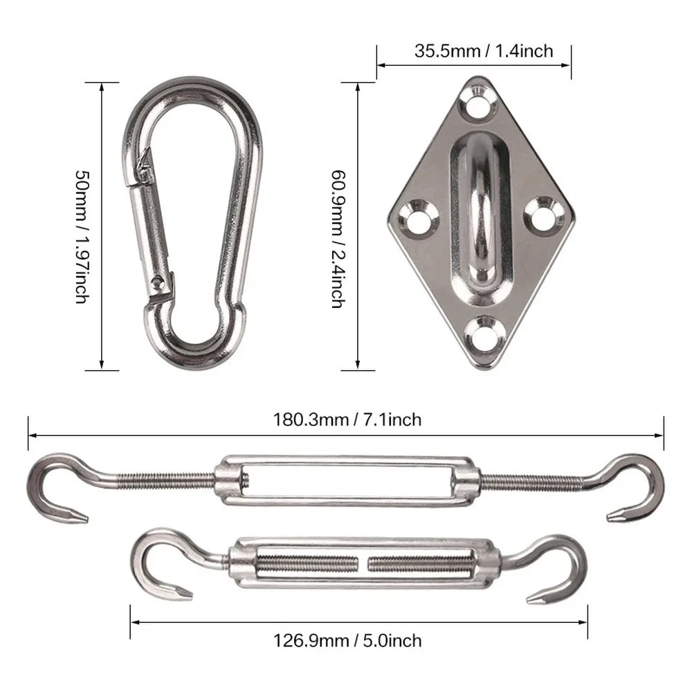 Stainless Steel Shade Sail Hardware Kit, 24 Pieces