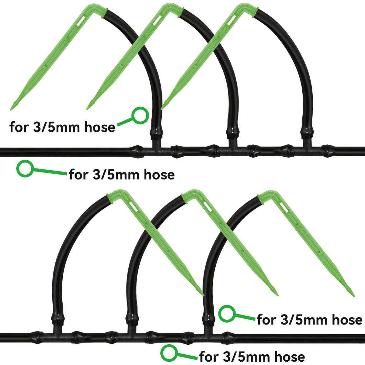 50pcs 1/8'' Barbed 3-Way Tee Connector for 3/5mm Micro Drip Irrigation Tubing Hose Couplings Watering Pipe Garden Tools