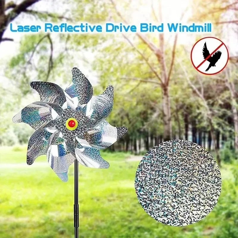 5PCS Bird Repeller Reflective Windmill Bird Repellent Anti Birds Windmill Spinner Child Windmill Garden Orchard Protection