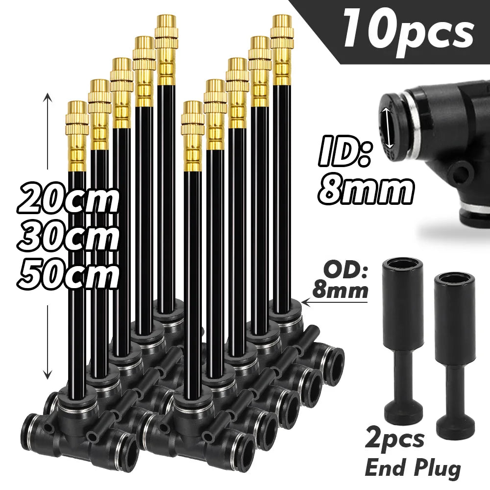 Bendable Brass Misting Nozzles with Tee for 6–12 mm PE Tube