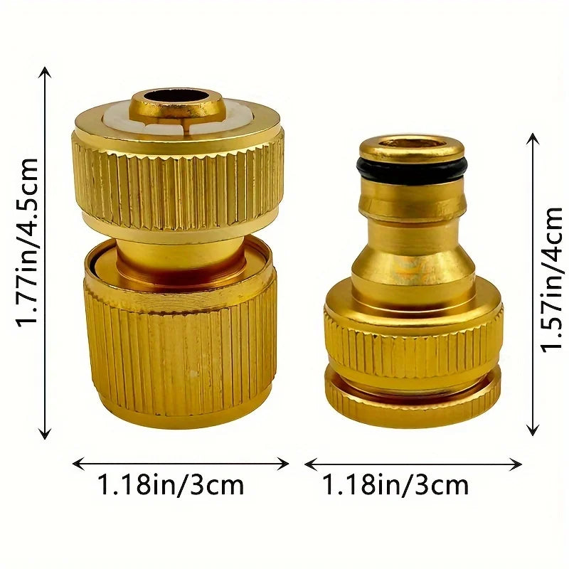 2/4/6pcs EU Standard Aluminum Hose Connector Set - 1/2'' & 3/4'' Tap Fitting + 1/2''(13-16mm) Quick Connect for Garden Pipes