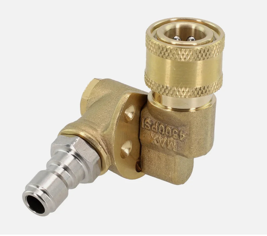 4500 PSI Pressure Washer Pivoting Coupler 1/4 Inch Quick Connect Adaptor Gutter Cleaning Attachment