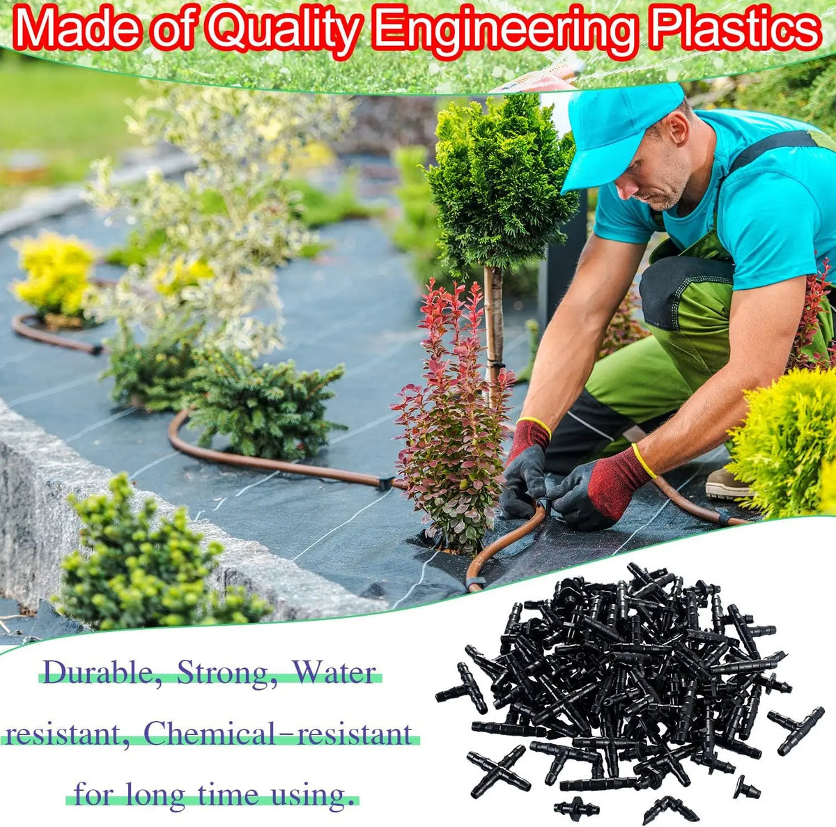 50pcs Barbed Connectors Irrigation Fittings Drip Irrigation Barbed Connectors 4/7mm Tubing Fittings for Flower Pot Garden Lawn 5