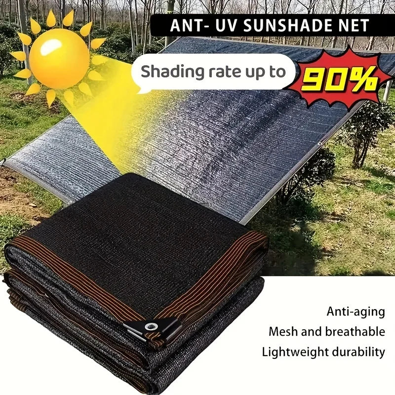 Black PE Sunshade Net, 12-Pin, 70–80% Shade, 2 × 2 m to 4 × 10 m