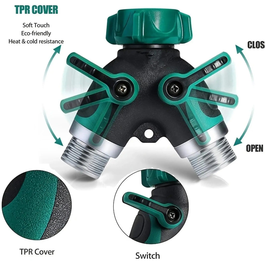 Y Hose Splitter for Outdoor Faucets, 3/4 in, US or EU Thread