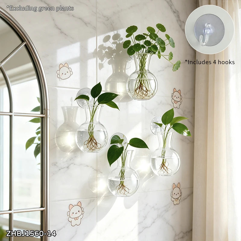 Creative Semi Circular Class Wall Mounted Vase Flower Plate Plant Hydroponic Aquarium Wall Fish Tank Aquarium Home Decoration