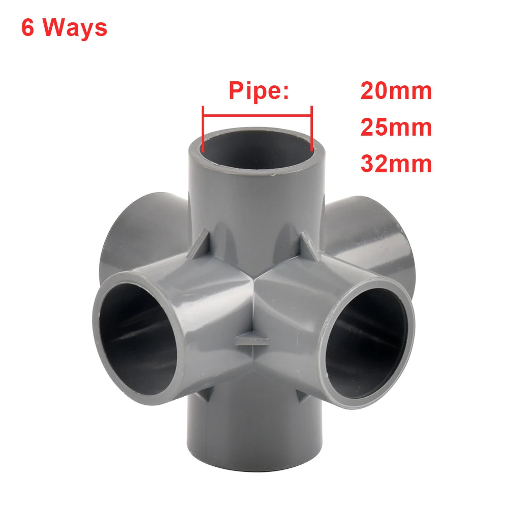 Inside Diameter 20/25/32mm 3-Way/4-Way/5-Way Three-Dimensional Pvc Connector Water Supply Pipe Fittings Equal Connectors