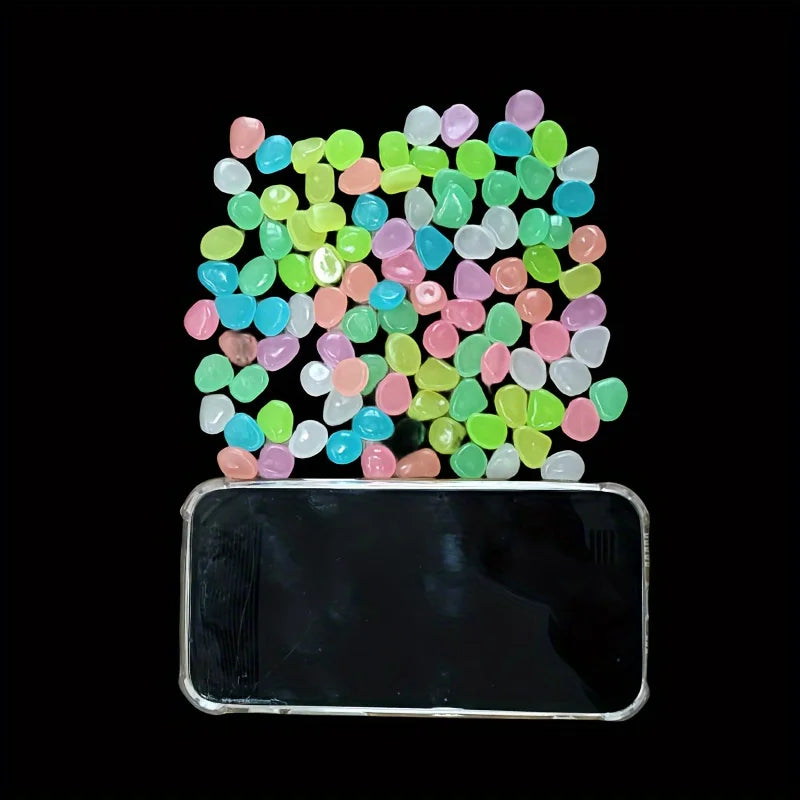 Glow-in-the-Dark Decorative Pebbles, 100 or 500 Pack
