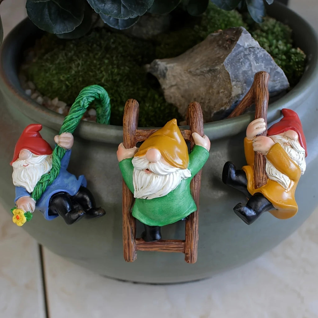 Mini Resin Dwarf Figurines for Pots and Micro Landscapes, Set of 3