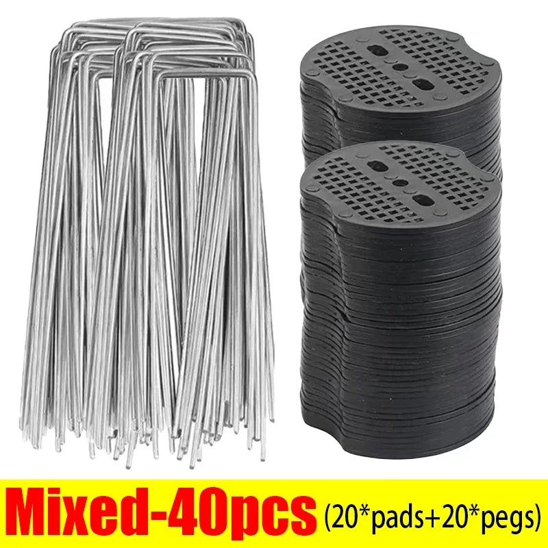 Galvanized Steel Landscape Staples with Plastic Pads, 10–100 Pack