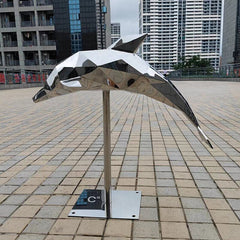 ArtZ® Stainless Steel Geometric Dolphin Statues