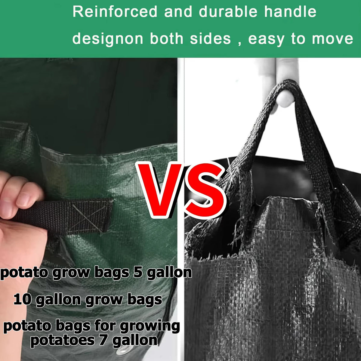 Fabric Grow Bags for Vegetables, 3, 7 or 10 Gallon, 2 or 5 Pack