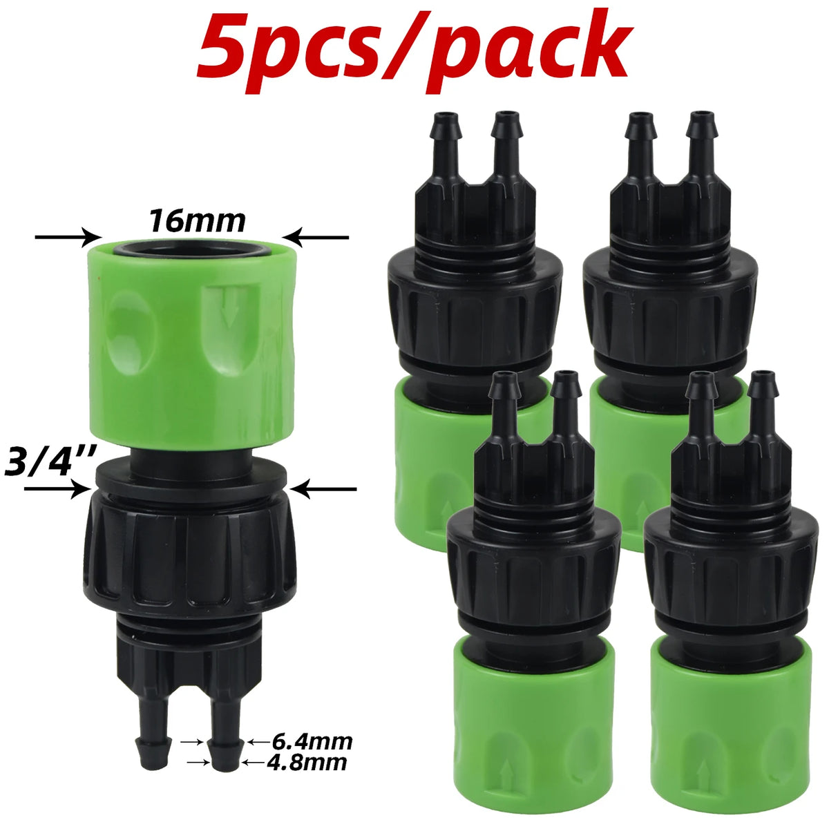 5pcs 1/4'' Water Pipe Quick Connector 4/7mm Plastic Hose Pipe Connector for Garden Drip Irrigation System Watering Equipment