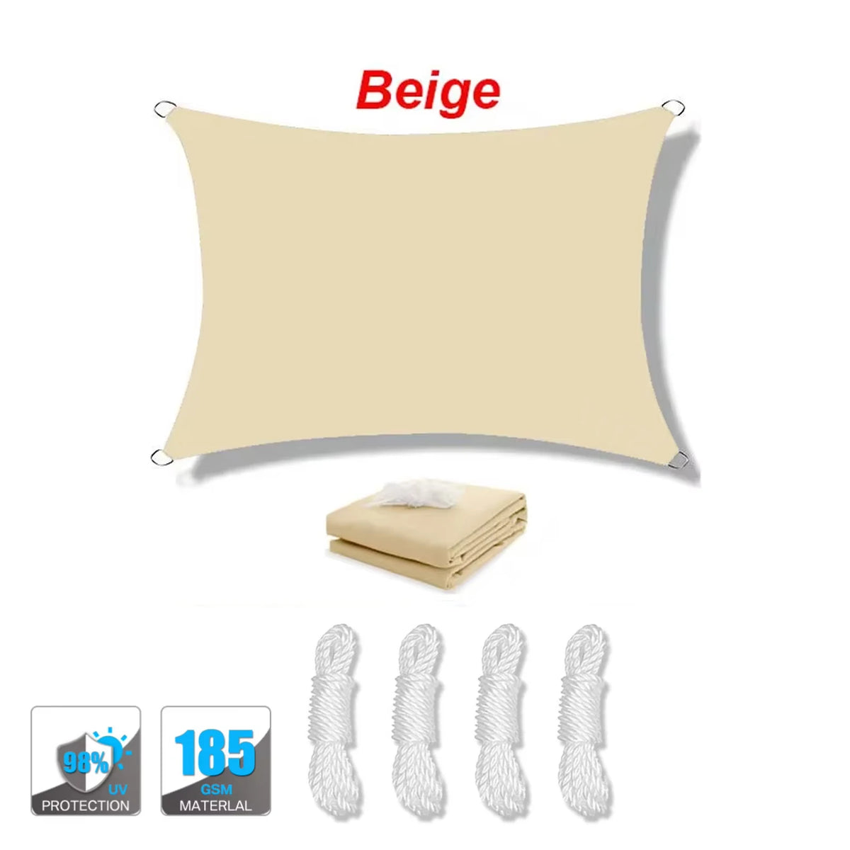 Shade Sail Canopy for Patio and Garden, Multiple Sizes and Colors