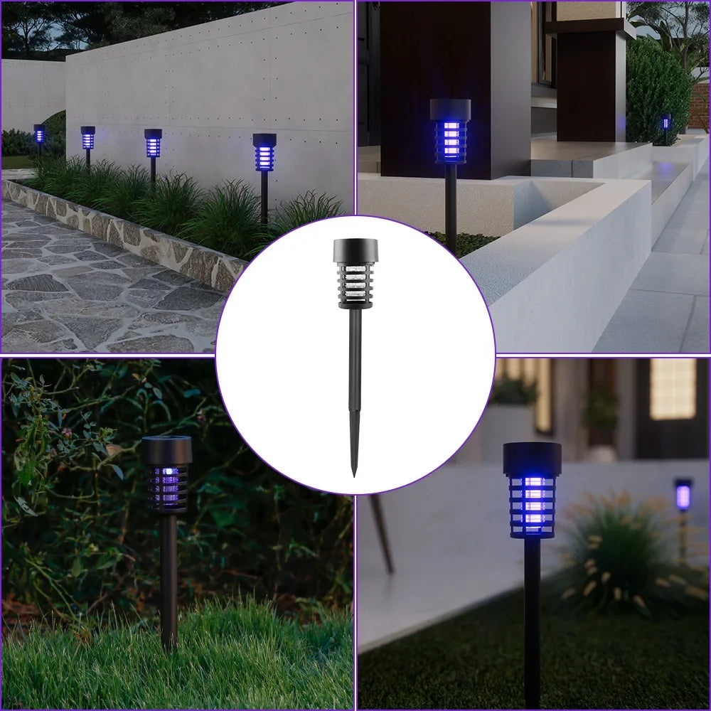 Solar Bug Zapper Waterproof Electric Mosquito Killer Light Stake UV Fly Trap for Garden Patio Yard Camping Insect Control Lamp