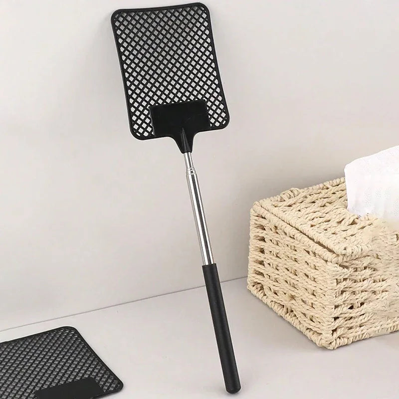 1 Pack Of Black Creative Fly Swatter Mosquito Swatter Stainless Steel Expansion Design Fly Repellent Supplies