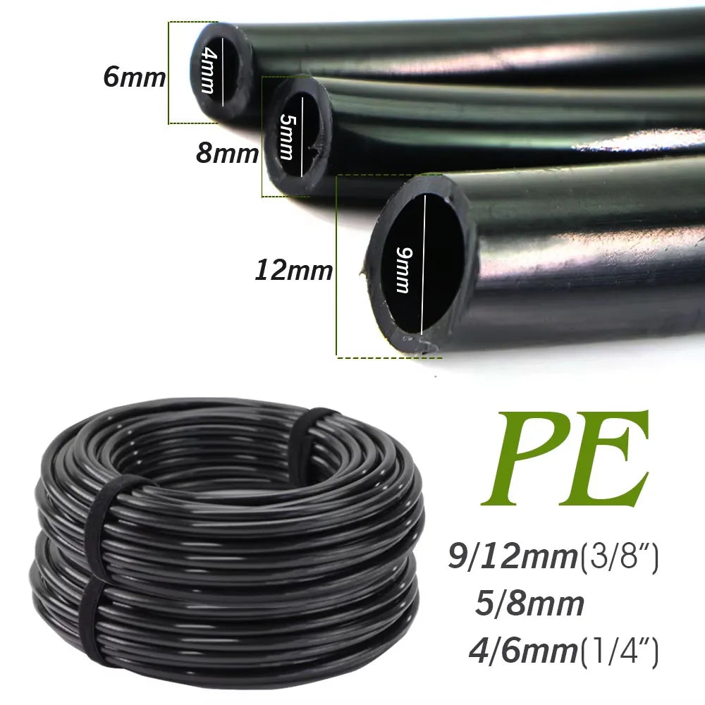 Black PE Irrigation Tubing, 6, 8 or 12 mm OD, 20–50 m