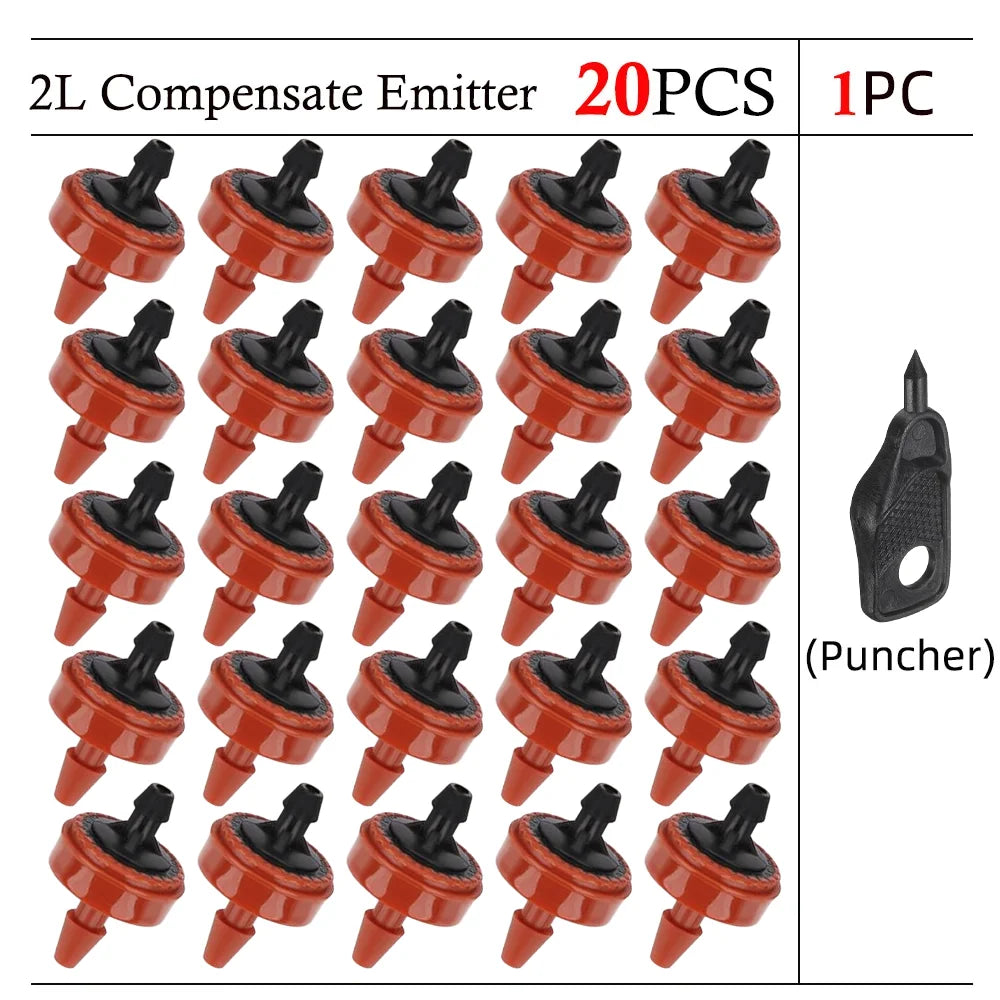 Pressure-Compensating Drip Emitters, 2, 4 or 8 L/h, 20–200 Pack