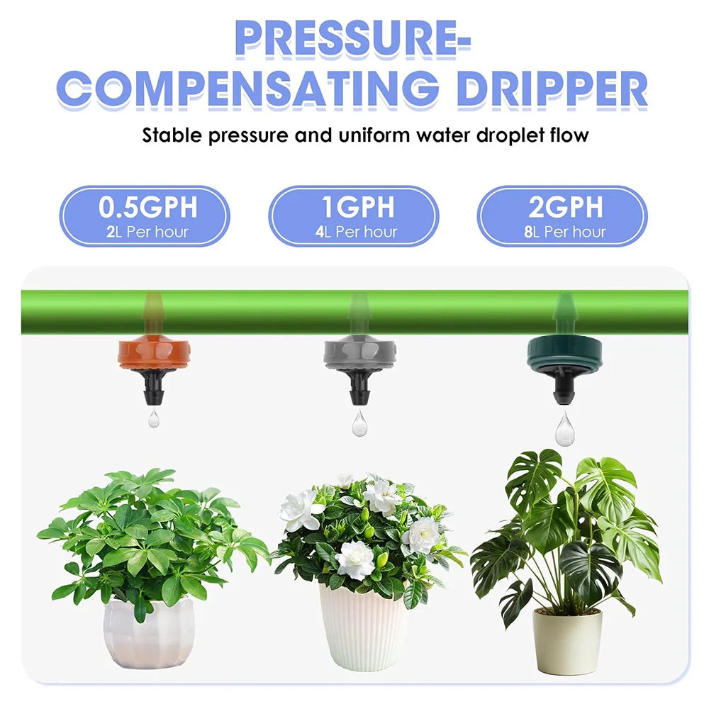 Pressure-Compensating Drip Emitters, 2, 4 or 8 L/h, 20–200 Pack