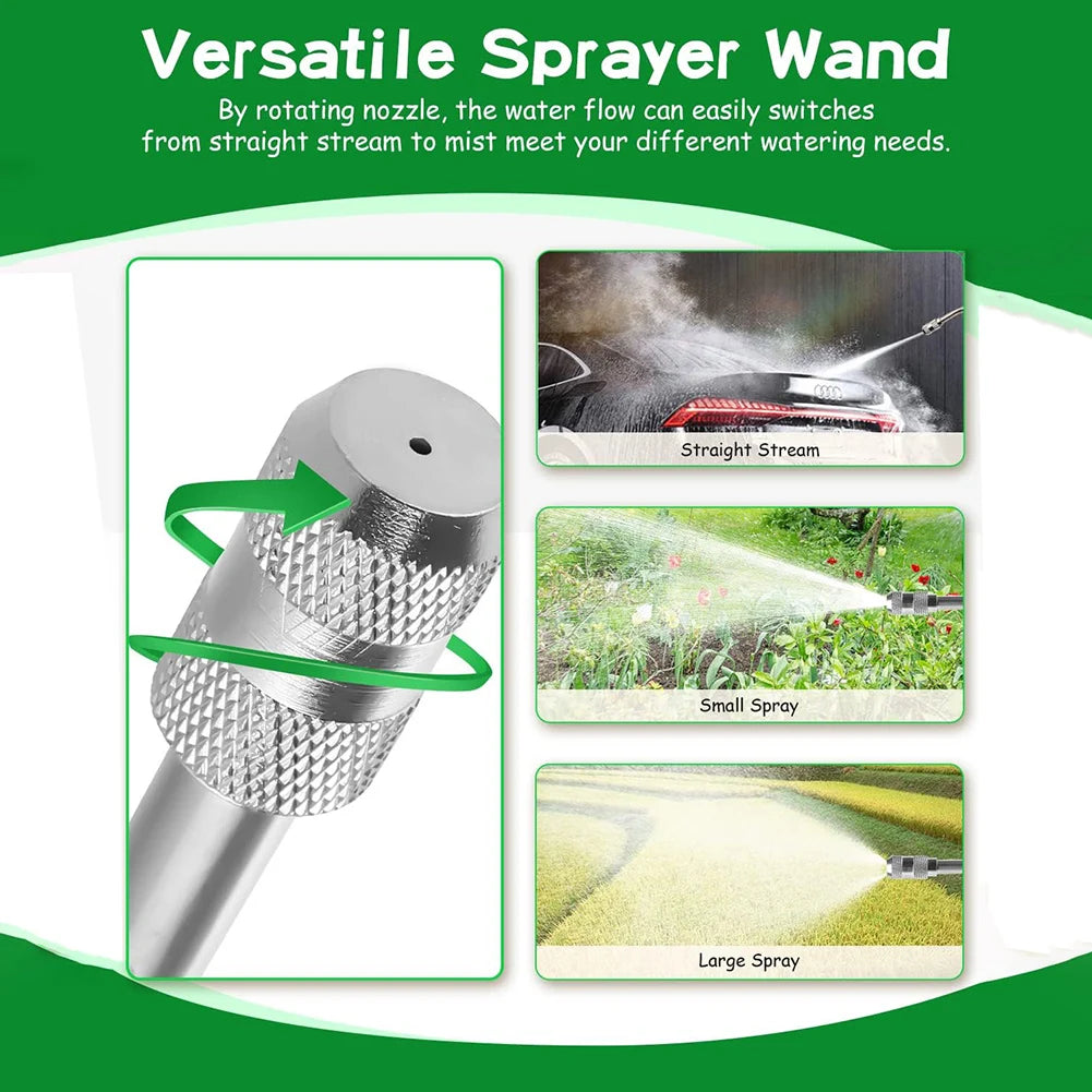 73/30cm Stainless Steel Watering Wand Sprayer with 3/8" Brass Barb Connector - Durable Adjustable Lightweight Garden Hose Nozzle