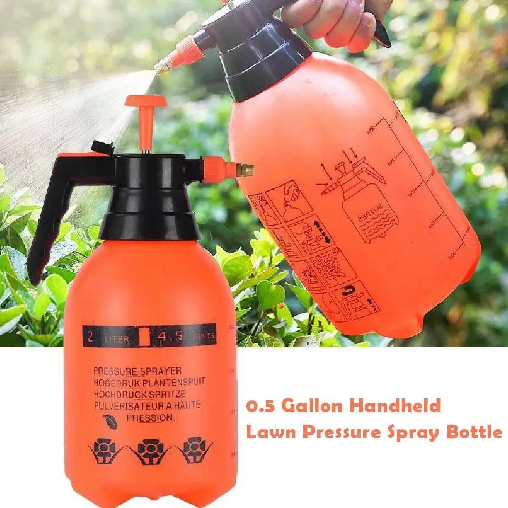 2 L Hand Pump Garden Sprayer with Brass Nozzle, Orange