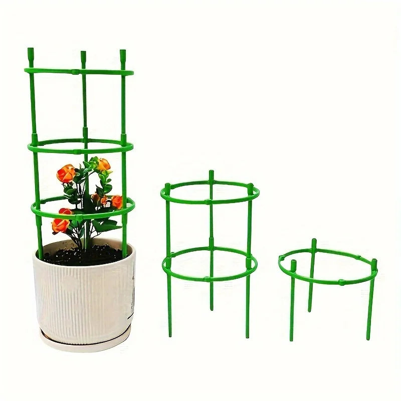60pcs Stackable Plastic Plant Support Rings - 10-Tier Garden Stakes for Climbing Flowers, Vines, Vegetables | Durable Green