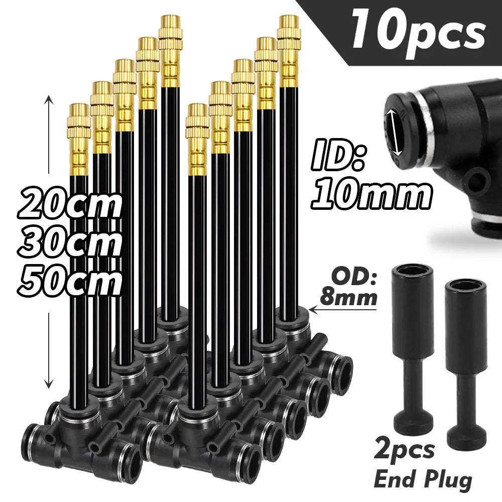 Bendable Brass Misting Nozzles with Tee for 6–12 mm PE Tube