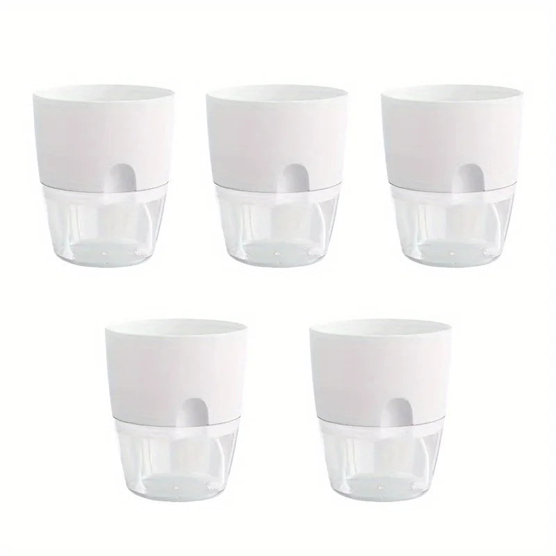 10/5Pcs Self Watering Plastic Flower Pot Double Layer Hydroponics Plants Bonsai Pot Vases Succulent Potted Home Office Decor