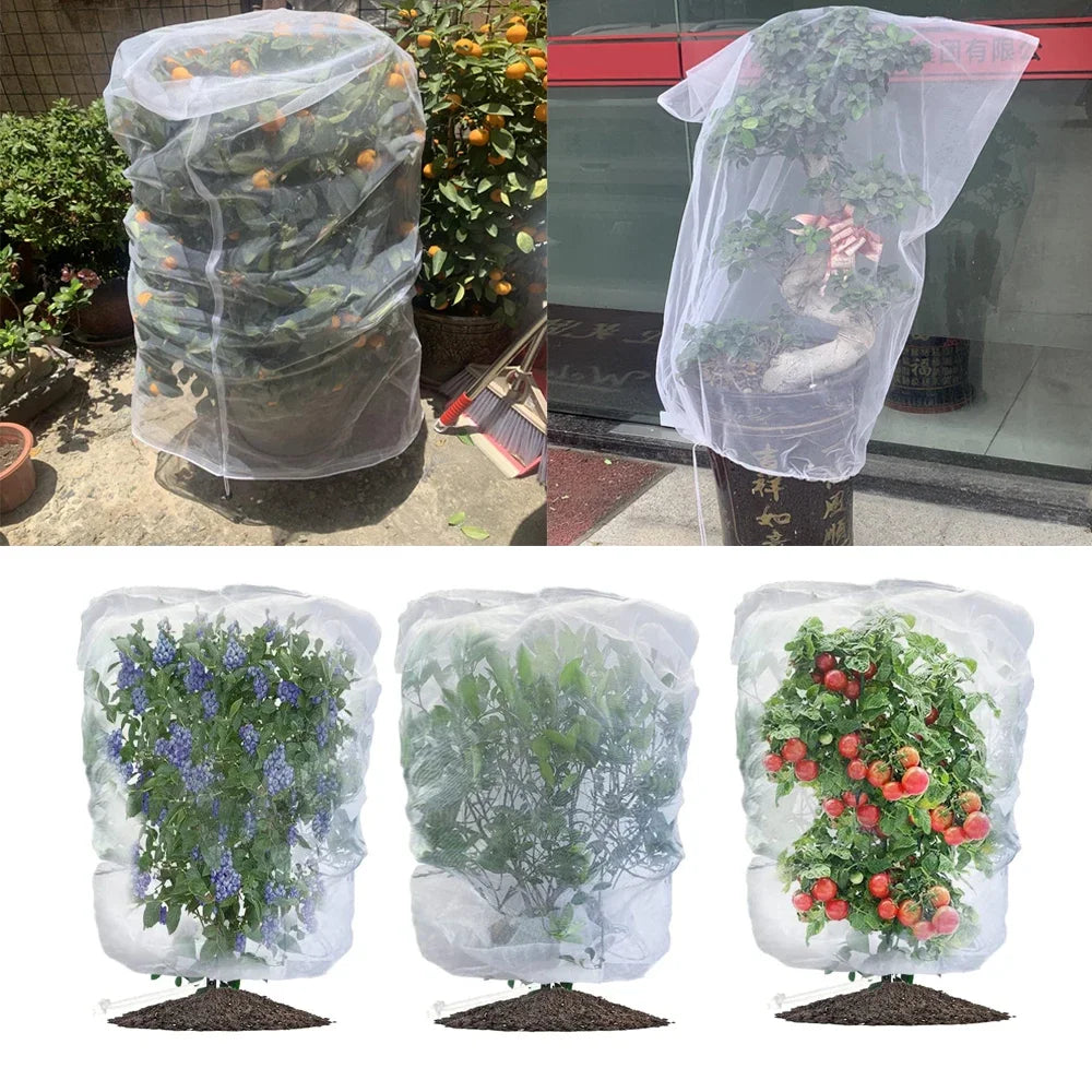 Drawstring Garden Netting Bags for Fruit, Vegetables and Small Trees