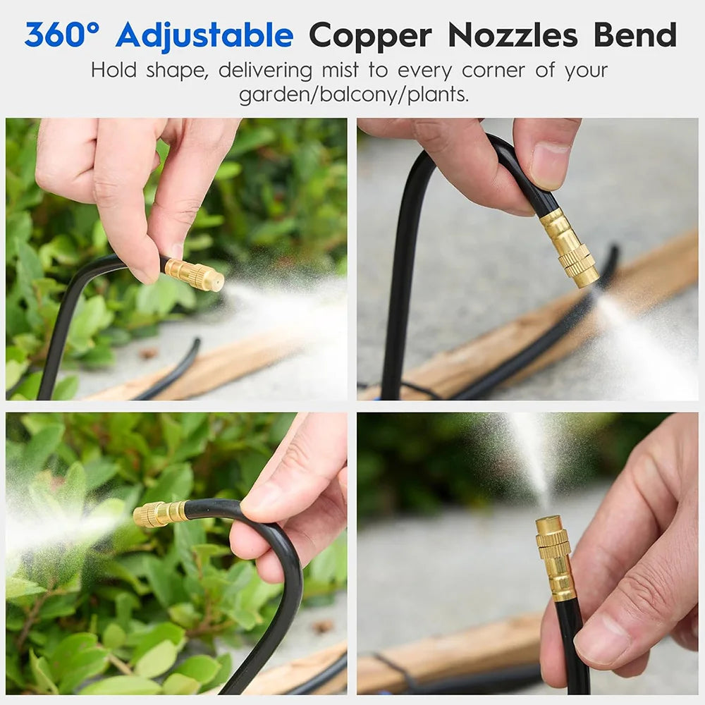 Bendable Brass Misting Nozzles with Tee for 6–12 mm PE Tube