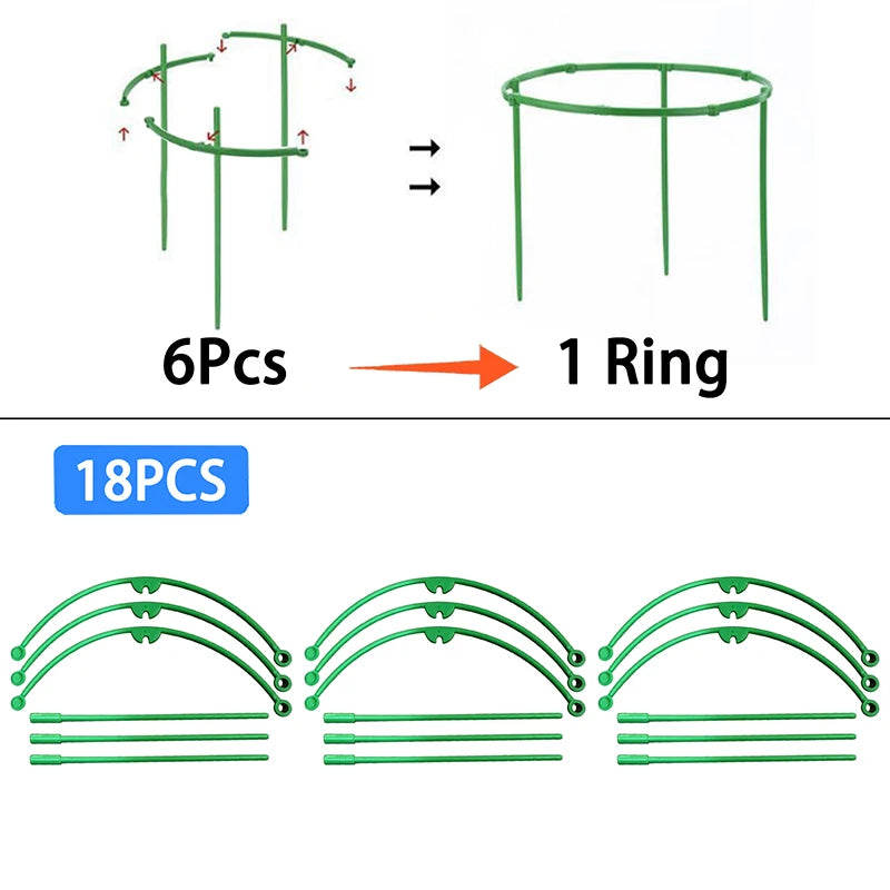 Plant Support Stakes Semicircle Trellis for Potted Plants Bonsai Vine Flower Support Fixed Rod Clips Gardening Tools 6-36Pcs