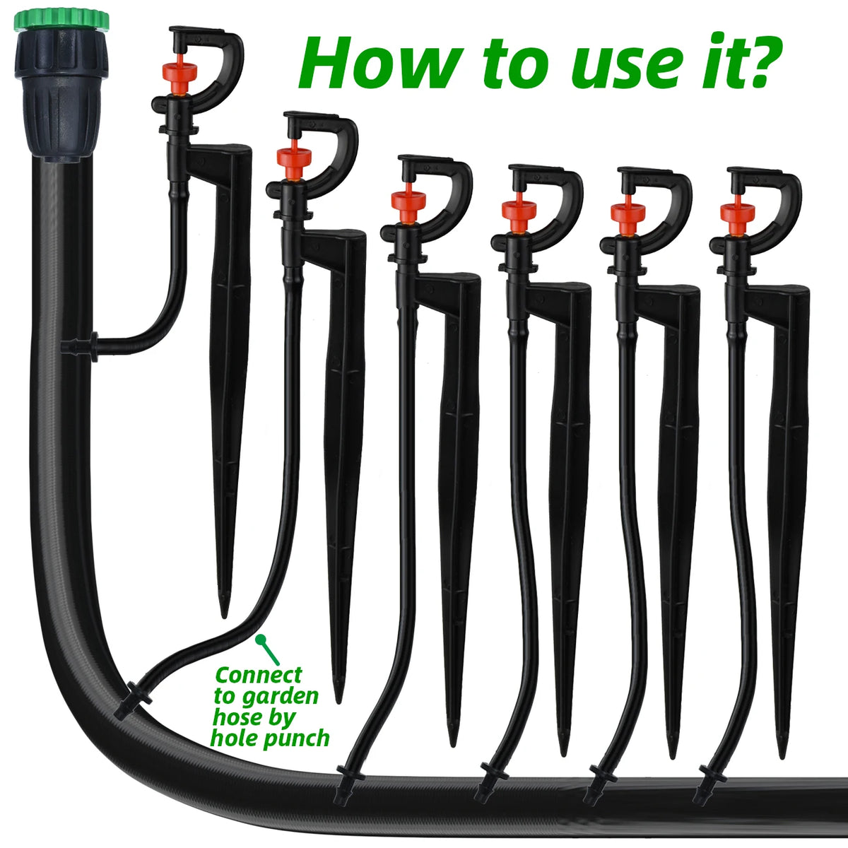 KESLA 5pc 360° Rotating Micro Watering Irrigation Sprinkler Sprayer on 20cm Stake 1/4" Barb Connector Lawn Farm Greenhouse Plant