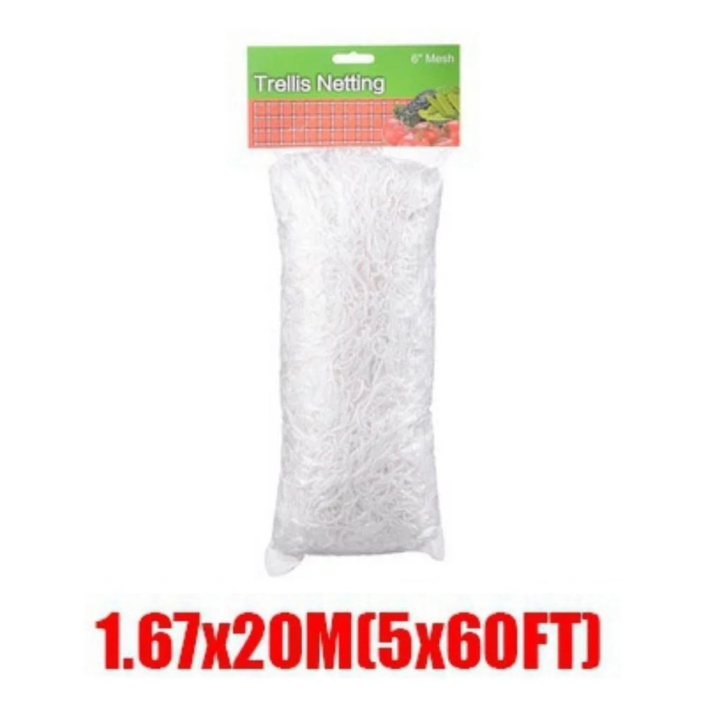 White Polyester Trellis Netting for Climbing Vegetables, 4 × 8 ft to 10 × 30 ft