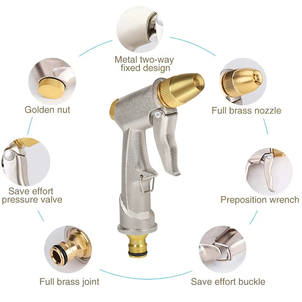 High Pressure Metal Garden Water Spray Gardening Sprayer Water Hose Jet Household Lawn Car Washing Guns Yard Watering Sprinkle