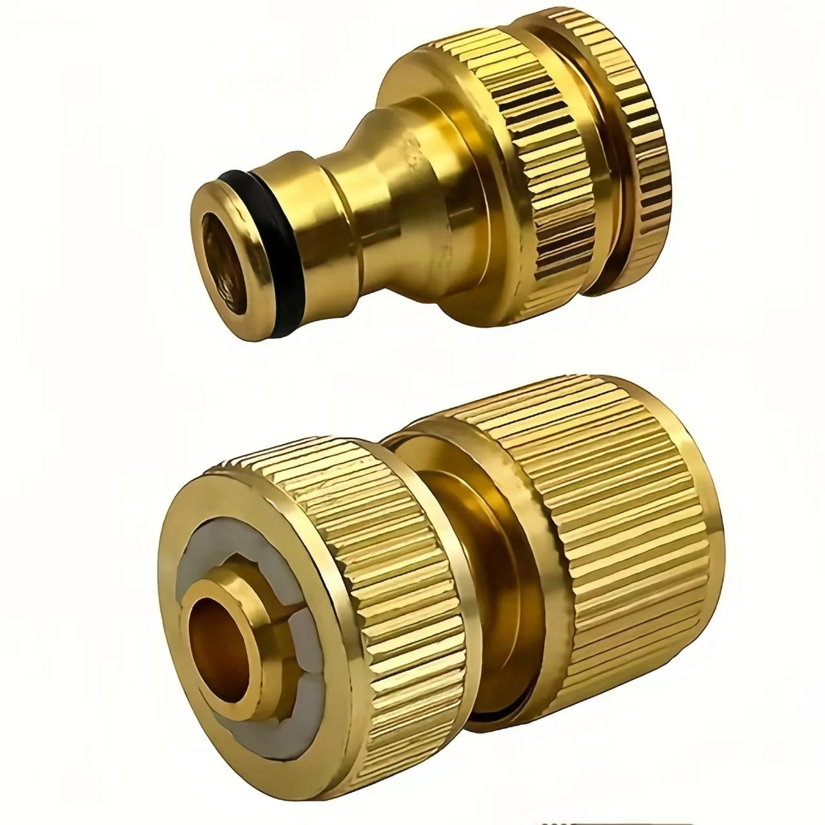 Brass-Coated Hose Adapter, 1/2" Quick Connect Swivel Connector Garden Hose Coupling Systems for Watering Irrigation